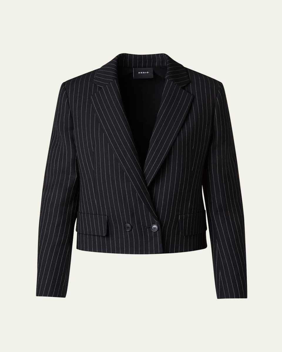Adele Pinstripe Double-Breasted Short Jacket